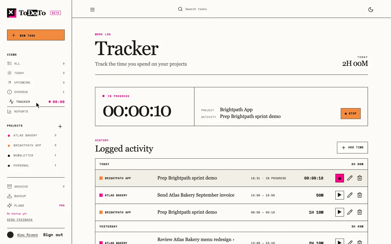 Starting the timer from a task